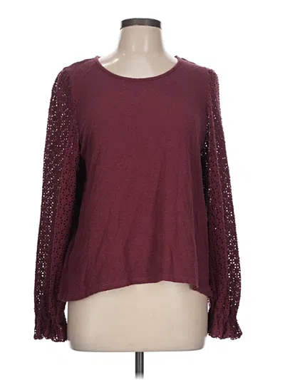Pre-owned Texture & Thread Madewell Long Sleeve Top Burgundy Boatneck Tops