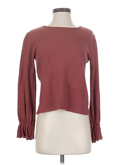 Pre-owned Texture & Thread Madewell Long Sleeve Top Burgundy Boatneck Tops