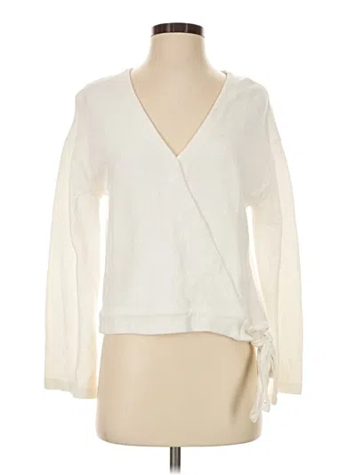 Pre-owned Texture & Thread Madewell Long Sleeve Top Ivory Plunge Neckline Tops