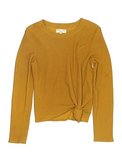 Pre-owned Texture & Thread Madewell Long Sleeve Top Yellow Crew Neck Tops