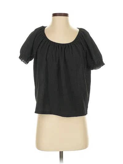 Pre-owned Texture & Thread Madewell Short Sleeve Blouse In Black