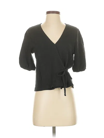 Pre-owned Texture & Thread Madewell Short Sleeve Blouse In Black
