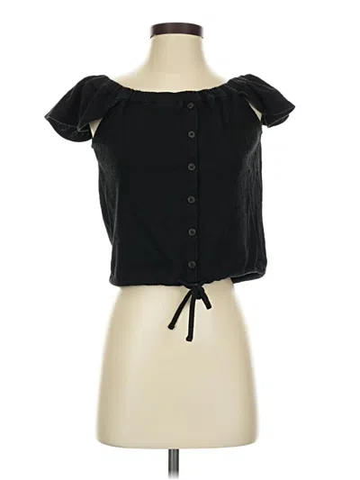 Pre-owned Texture & Thread Madewell Short Sleeve Blouse In Black