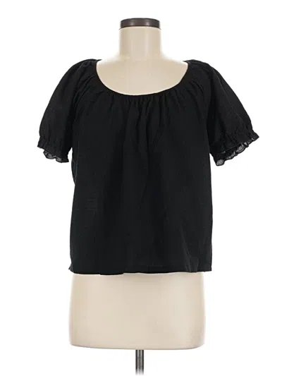 Pre-owned Texture & Thread Madewell Short Sleeve Blouse In Black