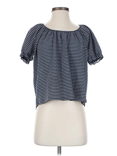 Pre-owned Texture & Thread Madewell Short Sleeve Blouse In Blue