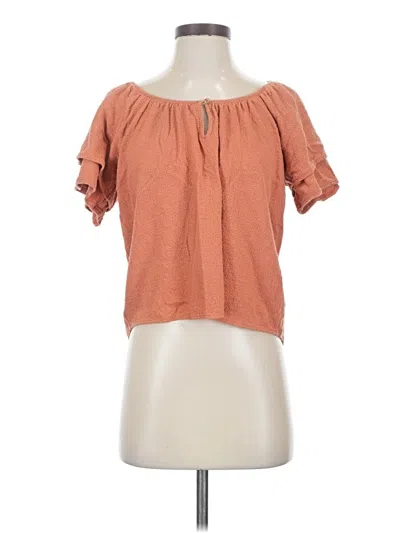 Pre-owned Texture & Thread Madewell Short Sleeve Blouse In Orange