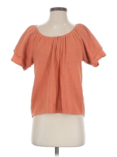 Pre-owned Texture & Thread Madewell Short Sleeve Blouse In Orange