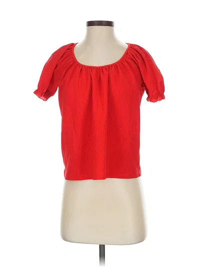 Pre-owned Texture & Thread Madewell Short Sleeve Blouse In Red