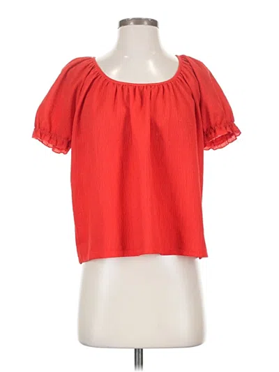 Pre-owned Texture & Thread Madewell Short Sleeve Blouse In Red