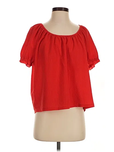 Pre-owned Texture & Thread Madewell Short Sleeve Blouse In Red