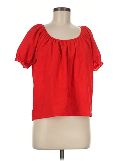 Pre-owned Texture & Thread Madewell Short Sleeve Blouse In Red
