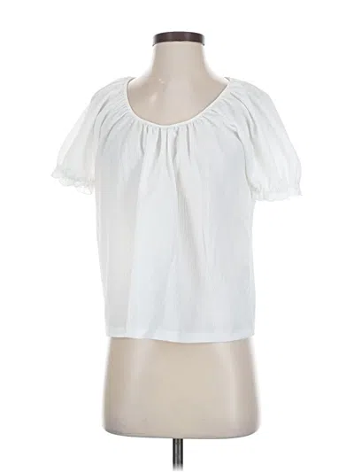 Pre-owned Texture & Thread Madewell Short Sleeve Blouse In White