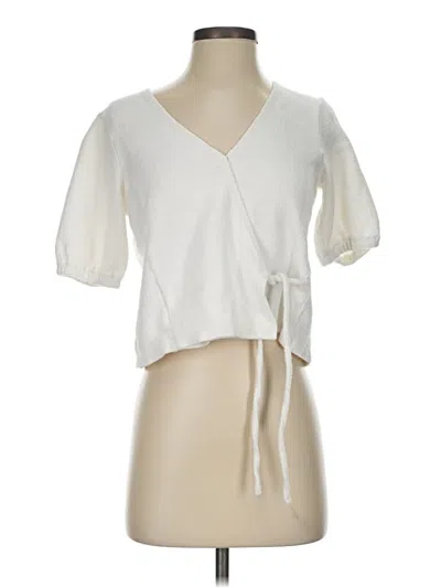 Pre-owned Texture & Thread Madewell Short Sleeve Blouse In White