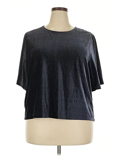 Pre-owned Texture & Thread Madewell Short Sleeve Top Black Metallic Pattern Crew Neck Tops