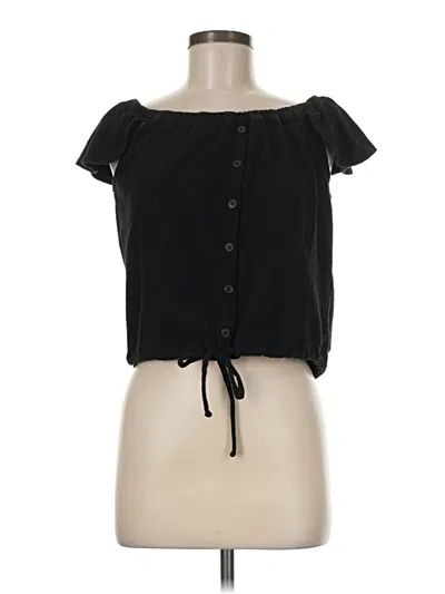 Pre-owned Texture & Thread Madewell Short Sleeve Top Black Off The Shoulder Neckline Tops