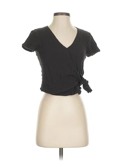 Pre-owned Texture & Thread Madewell Short Sleeve Top Black Sweetheart Neckline Tops
