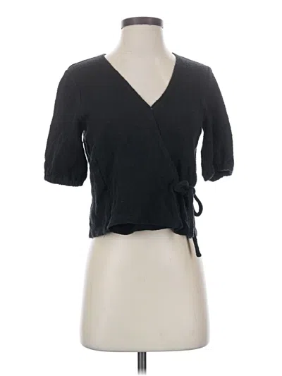 Pre-owned Texture & Thread Madewell Short Sleeve Top Black Sweetheart Neckline Tops