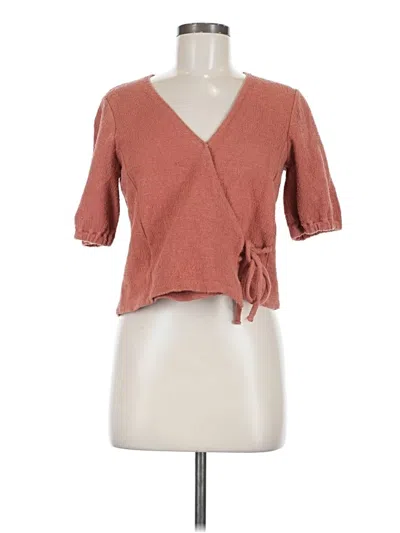 Pre-owned Texture & Thread Madewell Short Sleeve Top Brown V Neck Tops