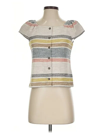 Pre-owned Texture & Thread Madewell Short Sleeve Top Gray Square Neckline Tops