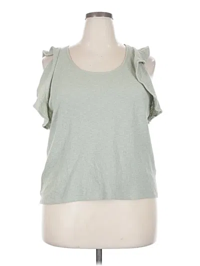 Pre-owned Texture & Thread Madewell Short Sleeve Top Green Cold Shoulder Neckline Tops