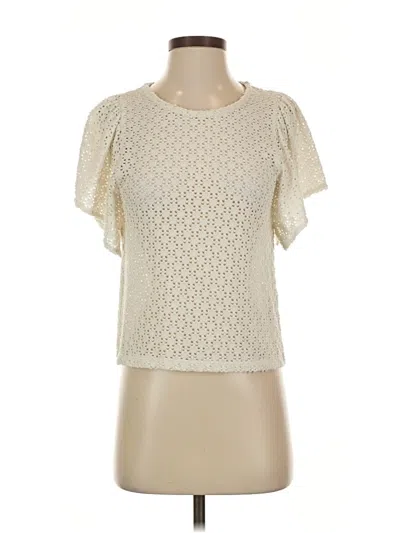 Pre-owned Texture & Thread Madewell Short Sleeve Top Ivory Keyhole Neckline Tops In White