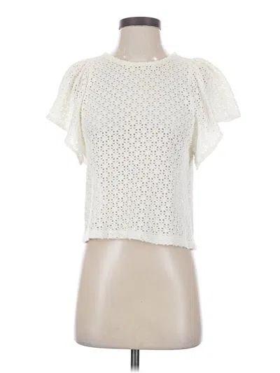 Pre-owned Texture & Thread Madewell Short Sleeve Top Ivory Mock Neckline Tops