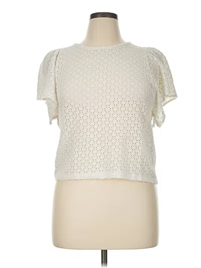 Pre-owned Texture & Thread Madewell Short Sleeve Top Ivory Mock Neckline Tops