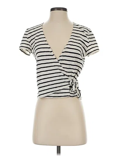 Pre-owned Texture & Thread Madewell Short Sleeve Top Ivory Plunge Neckline Tops