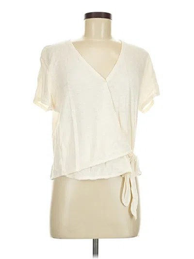 Pre-owned Texture & Thread Madewell Short Sleeve Top Ivory Plunge Neckline Tops