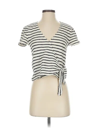 Pre-owned Texture & Thread Madewell Short Sleeve Top Ivory Sweetheart Neckline Tops In White