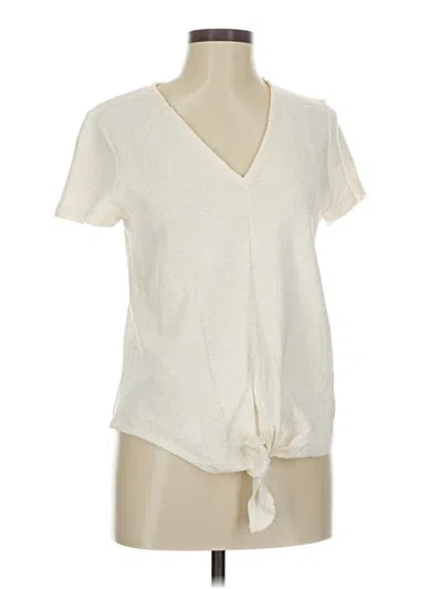 Pre-owned Texture & Thread Madewell Short Sleeve Top Ivory V Neck Tops In White