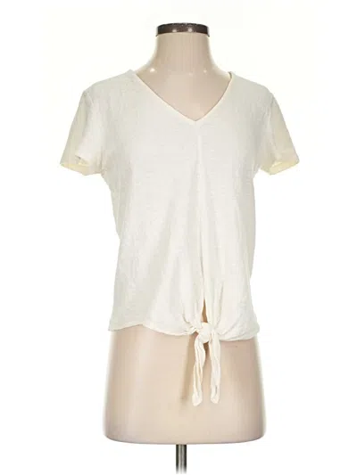 Pre-owned Texture & Thread Madewell Short Sleeve Top Ivory V Neck Tops In White