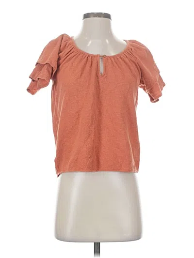 Pre-owned Texture & Thread Madewell Short Sleeve Top Orange Cold Shoulder Neckline Tops