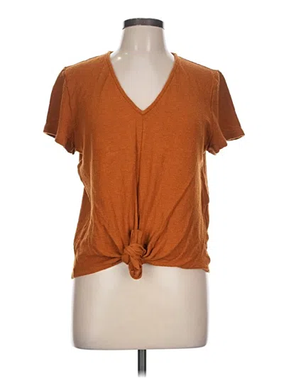 Pre-owned Texture & Thread Madewell Short Sleeve Top Orange Plunge Neckline Tops