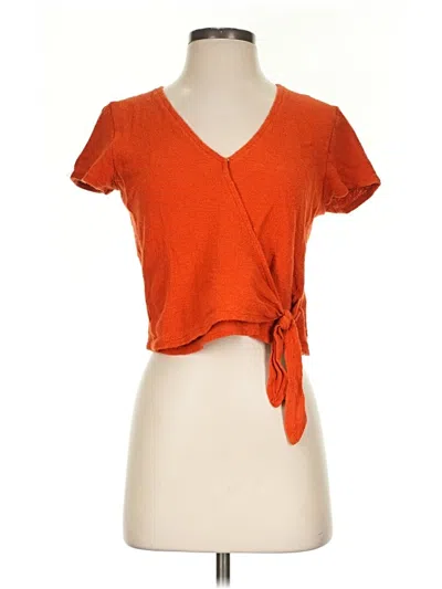 Pre-owned Texture & Thread Madewell Short Sleeve Top Orange Sweetheart Neckline Tops