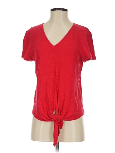 Pre-owned Texture & Thread Madewell Short Sleeve Top Red Plunge Neckline Tops