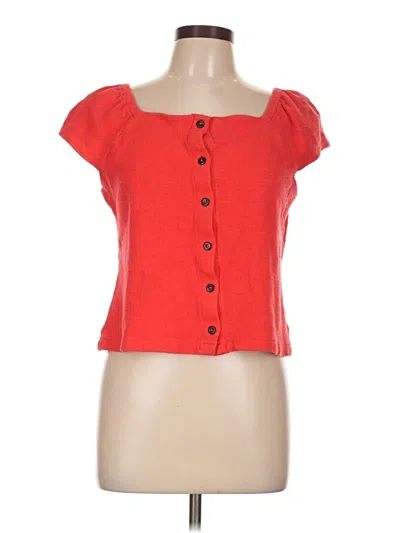 Pre-owned Texture & Thread Madewell Short Sleeve Top Red Sweetheart Neckline Tops