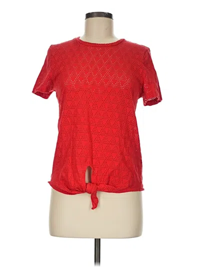 Pre-owned Texture & Thread Madewell Short Sleeve Top Red Tie Neck Tops
