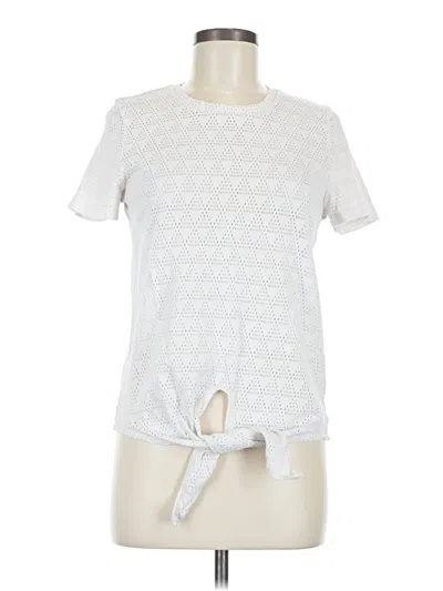 Pre-owned Texture & Thread Madewell Short Sleeve Top White Keyhole Neckline Tops