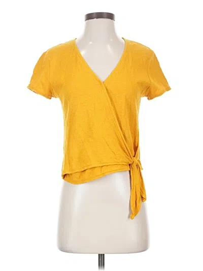 Pre-owned Texture & Thread Madewell Short Sleeve Top Yellow Plunge Neckline Tops