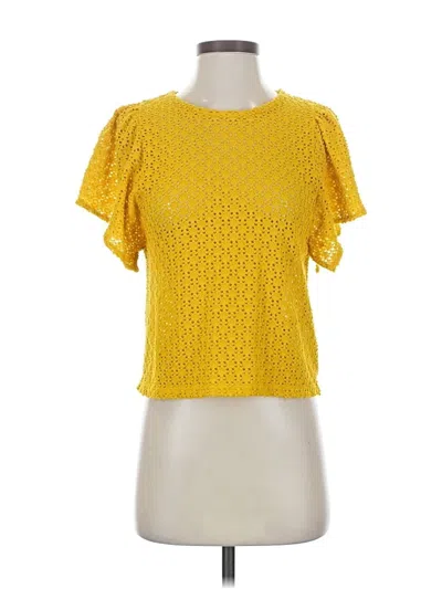 Pre-owned Texture & Thread Madewell Short Sleeve Top Yellow Square Neckline Tops