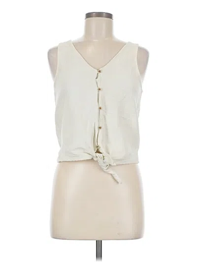 Pre-owned Texture & Thread Madewell Sleeveless Top Ivory Plunge Neckline Tops