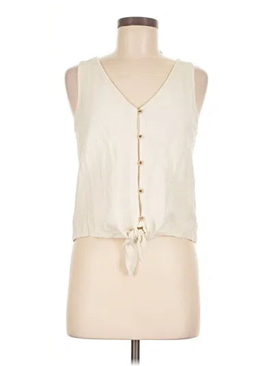 Pre-owned Texture & Thread Madewell Sleeveless Top Ivory Tie Neck Tops In White