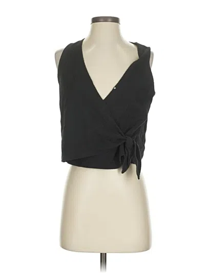 Pre-owned Texture & Thread Madewell Tank Top Black Plunge Neckline Tops