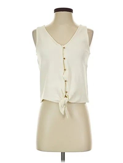 Pre-owned Texture & Thread Madewell Tank Top Ivory Plunge Neckline Tops