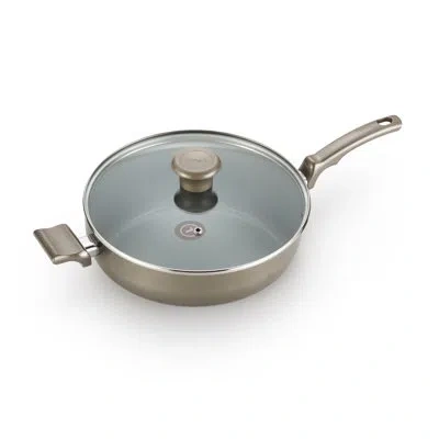 T-fal Ceramic Chef 5 Qt. Ceramic Saute Pan With Lid In Champagne