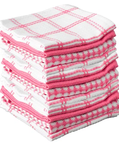 T-fal Coordinating Flat Waffle Weave Cotton Dish Cloths, Set Of 12 In Pink