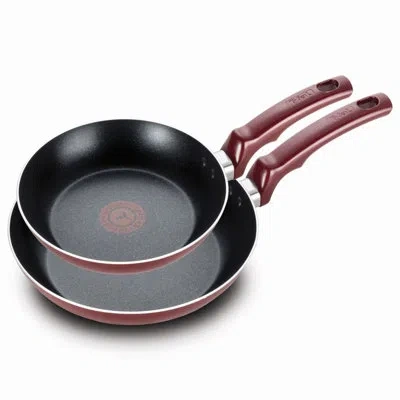 T-fal Essentials Non-stick 2 Piece Fry Pan Set, 8 Inch And 10 Inch, Red