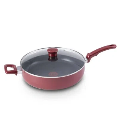 T-fal Essentials Non-stick Cookware, 5 Quart Jumbo Cooker, Red