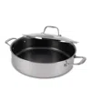 T-fal Hybrid Mesh Stainless Steel 6 Quart Shallow Pan With Lid In Silver